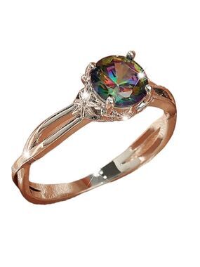 Modern Style Flame Multi Colors Zirconia Gemstone  Fashion Ring Size 8